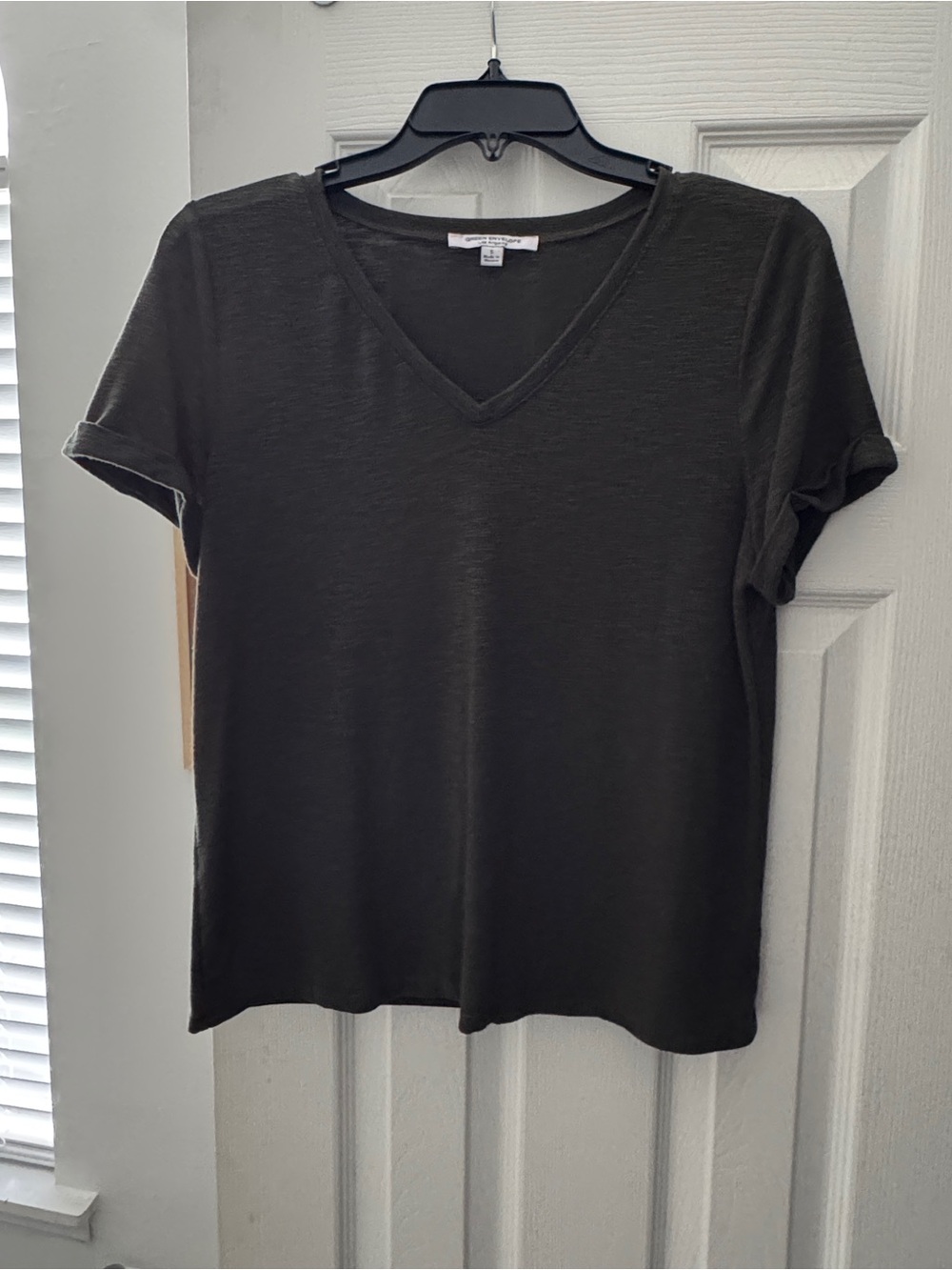 Green Envelope Olive V-Neck Short Sleeve Tee